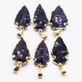 Raw Stone Arrow Head Pendants for Healing Necklace 6Pcs