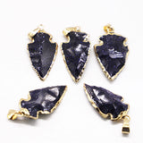 Raw Stone Arrow Head Pendants for Healing Necklace 6Pcs