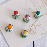 Retro Cartoon Ceramic Flower Rainbow Pendant Necklace