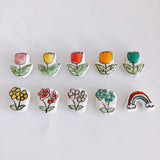 Retro Cartoon Ceramic Flower Rainbow Pendant Necklace