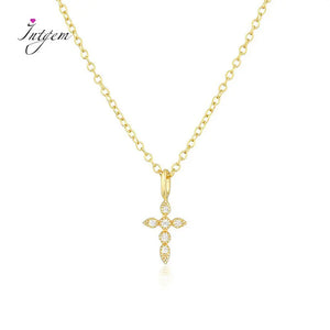 S925 Silver Zircon Cross Collarbone Necklace