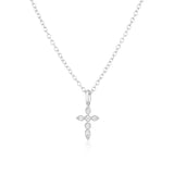 S925 Silver Zircon Cross Collarbone Necklace