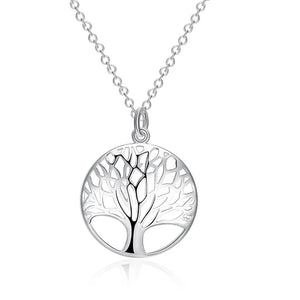 S925 Silver Tree Of Life Pendant Necklace Men Women Gift