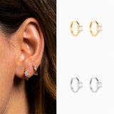 S925 Silver Earrings Wind Circle Zircon Jewelry