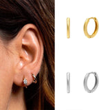 S925 Silver Earrings Wind Circle Zircon Jewelry