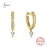 S925 Sterling Silver Zircon Water Drop Ear Buckles