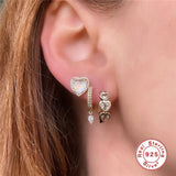 S925 Sterling Silver Zircon Water Drop Ear Buckles
