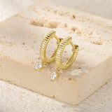 S925 Sterling Silver Zircon Water Drop Ear Buckles