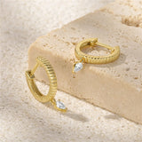 S925 Sterling Silver Zircon Water Drop Ear Buckles