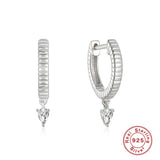 S925 Sterling Silver Zircon Water Drop Ear Buckles