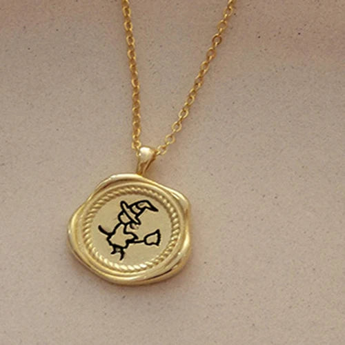 S925 Sterling Silver Witch Pendant Necklace for Women