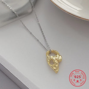 S925 Sterling Silver Necklace Irregular Hollow Pendant Gold-plated Clavicle