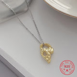 S925 Sterling Silver Necklace Irregular Hollow Pendant Gold-plated Clavicle