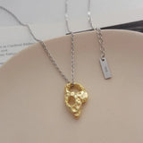 S925 Sterling Silver Necklace Irregular Hollow Pendant Gold-plated Clavicle