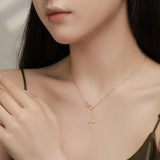 Sterling Silver Zircon Cross Pendant Chain Necklace Women Jewelry