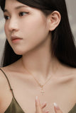 Sterling Silver Zircon Cross Pendant Chain Necklace Women Jewelry