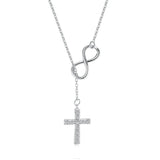 S925 Sterling Silver Zircon Cross Pendant Necklaces Women Jewelry