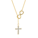 Sterling Silver Zircon Cross Pendant Chain Necklace Women Jewelry