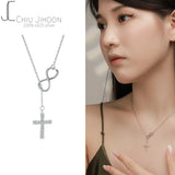 S925 Sterling Silver Zircon Cross Pendant Necklaces Women Jewelry