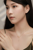 Sterling Silver Zircon Cross Pendant Chain Necklace Women Jewelry