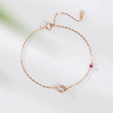S925 Sterling Silver Diamond Bracelet Rose Plated Women