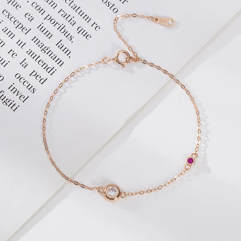 S925 Sterling Silver Diamond Bracelet Rose Plated Women