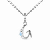 S925 Letter G Moonstone Charm Necklace Women's Niche Jewelry