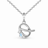 S925 Silver Letter Q Moonstone Necklace Women's Jewelry