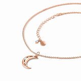 S925 Sterling Silver Moon Moonstone Charm Rose Necklace Small Jewelry
