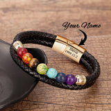 Men's Natural Stone Leather Cord Bracelet