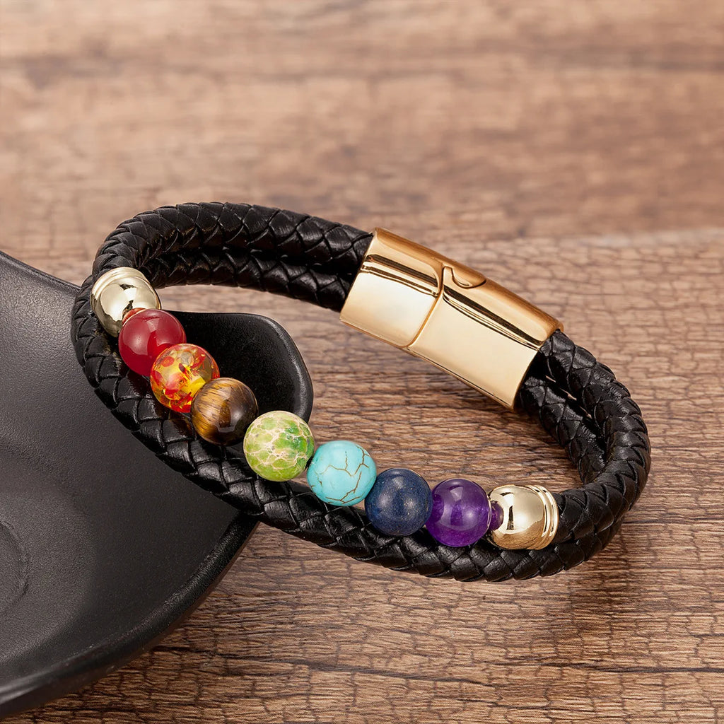 Men's Natural Stone Leather Cord Bracelet