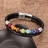 Men's Natural Stone Leather Cord Bracelet