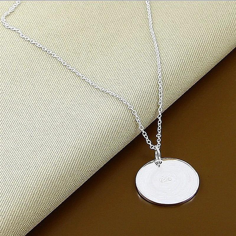 925 Silver Necklace Round Pendant Jewelry for Men Women