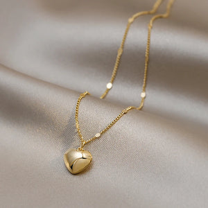 Peach Heart Necklace Summer OL High-end Luxuy Lady