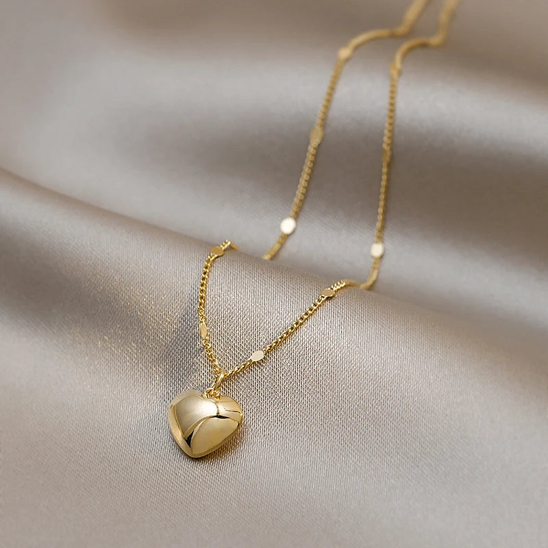 Peach Heart Necklace Summer OL High-end Luxuy Lady