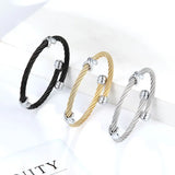 Stainless Steel Classic Cross Buckle Wire Bracelet For Woman Bangle