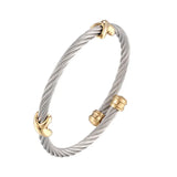 Stainless Steel Classic Cross Buckle Wire Bracelet For Woman Bangle