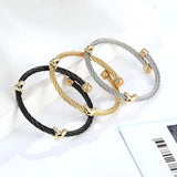 Stainless Steel Classic Cross Buckle Wire Bracelet For Woman Bangle