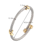 Stainless Steel Classic Cross Buckle Wire Bracelet For Woman Bangle