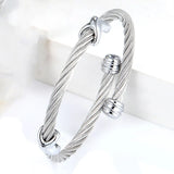 Stainless Steel Classic Cross Buckle Wire Bracelet For Woman Bangle