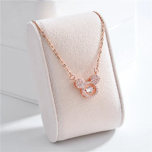 Stainless Steel Mouse Necklace with Cubic Zircon Pendant
