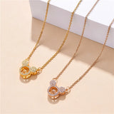 Stainless Steel Mouse Necklace with Cubic Zircon Pendant