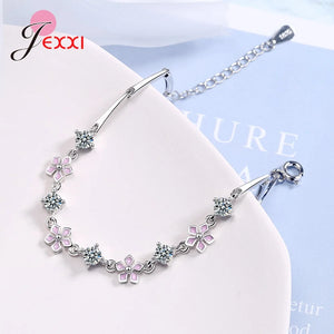 Sterling Silver Flower Pattern Bracelets Real 925 For Women