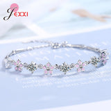 Sterling Silver Flower Pattern Bracelets Real 925 For Women