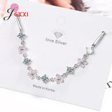 Sterling Silver Flower Pattern Bracelets Real 925 For Women
