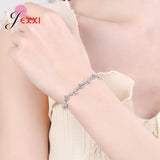 Sterling Silver Flower Pattern Bracelets Real 925 For Women