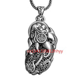 Hand-Carved Tibetan Silver Pixiu Pendant Charm