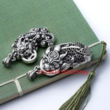 Hand-Carved Tibetan Silver Pixiu Pendant Charm