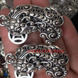 Hand-Carved Tibetan Silver Pixiu Pendant Charm