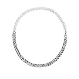 Titanium Steel Pearl Cuban Chain Geometric Punk Style Necklace